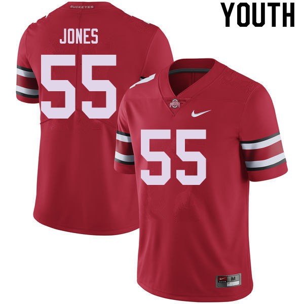 Ohio State Buckeyes #55 Matthew Jones Youth Embroidery Jersey Red OSU55748